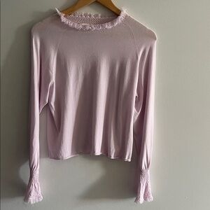 VANISÉ pastel purple top with fringed hems